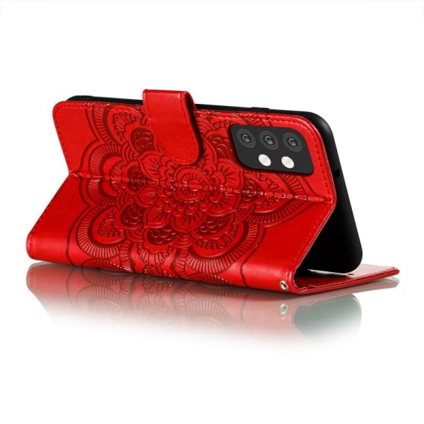 Samsung Galaxy A32 5G - Mandala Flower Fodral - Röd Red Röd