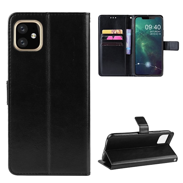 iPhone 11 Pro Max - Crazy Horse Plånboksfodral - Svart Black Svart
