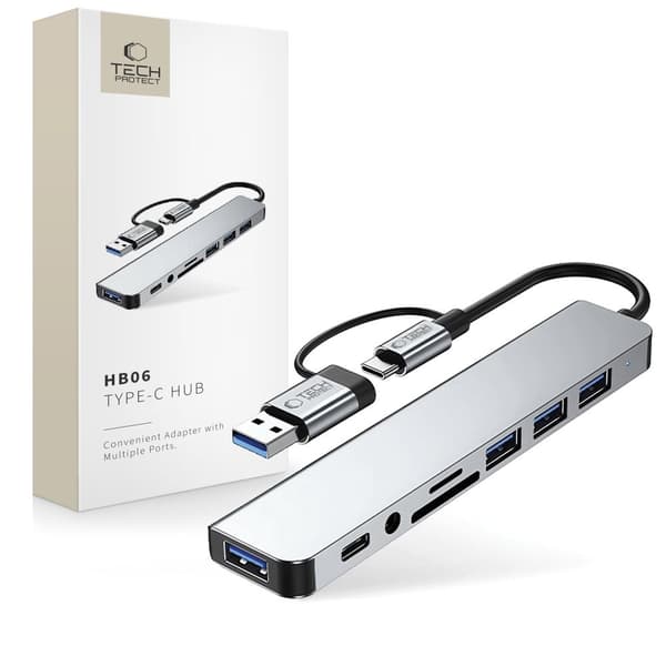 Tech-Protect 8in1 USB-C/USB-A  - USB-C/USB-A/SD/TF/AV3.5
