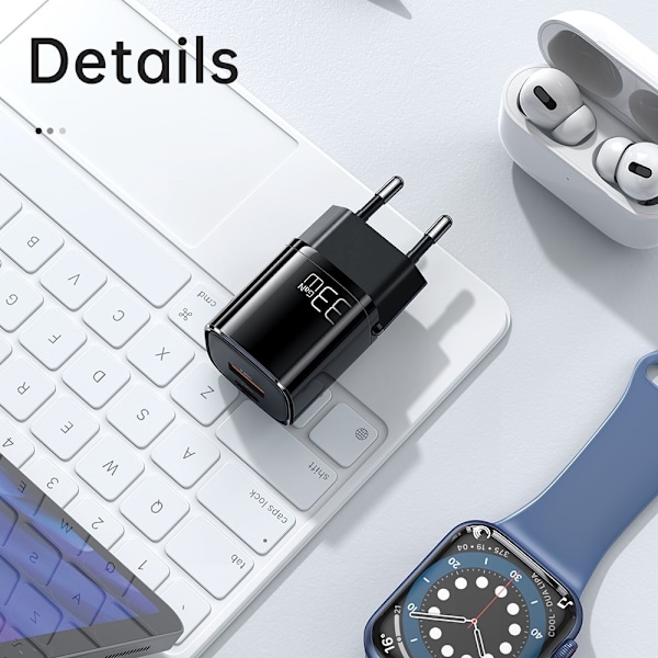 Mcdodo 33W GaN PD USB-C/USB-A Väggladdare Svart