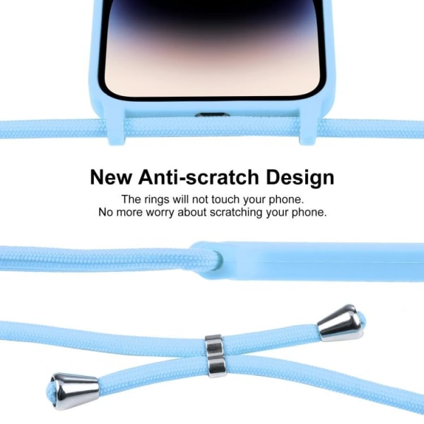 iPhone 15 Pro Skal Silikon Med Snodd Blå