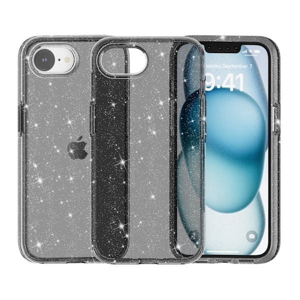 iPhone 16e Skal Glitter Shockproof Svart