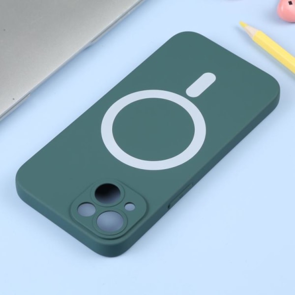 iPhone 14 Skal MagSafe Liquid Silikon Mörk Grön