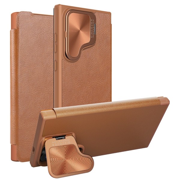 NILLKIN Galaxy S24 Plus Fodral Qin Läder Cam Kickstand Brun