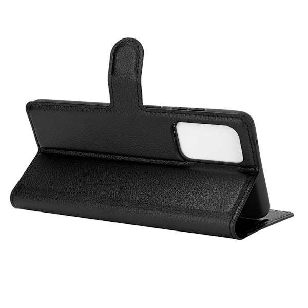 Samsung Galaxy A72 - Litchi Läder Fodral - Svart Black Svart