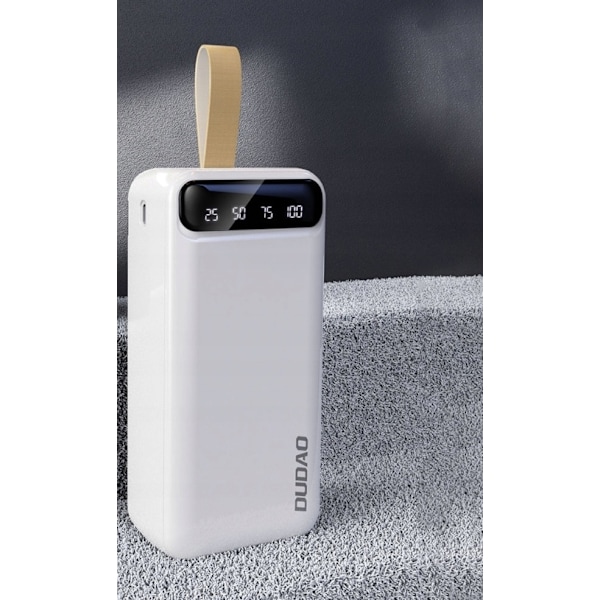 Dudao 30000 mAh Power Bank 3x USB med LED-display - Vit