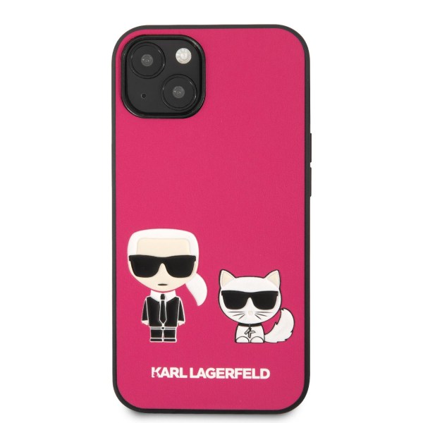 Karl Lagerfeld iPhone 13 Skal Karl & Choupette PU Läder Fuchsia