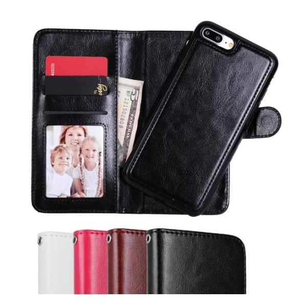iPhone 7/8 Plus - Plånboksfodral / Magnet Skal 2 in 1 - Välj Fär Black Svart