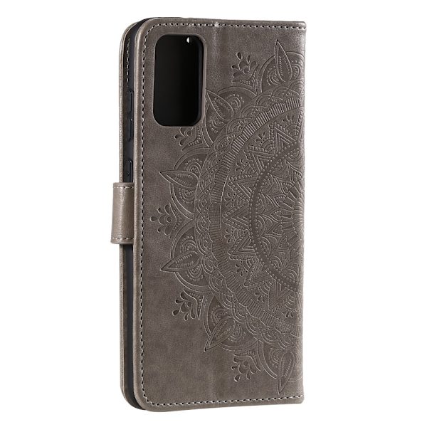 Samsung Galaxy A02s - Mandala Läder Fodral - Grå Grey Grå