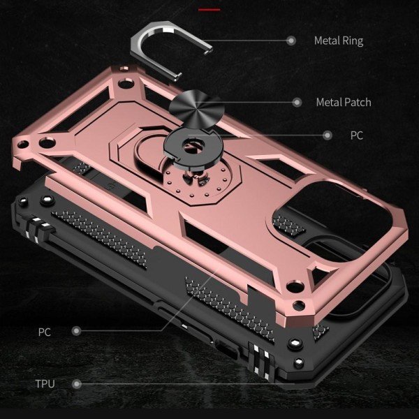 iPhone 13 Pro Max - Shockproof Hybrid Armor Ring Skal - Roséguld