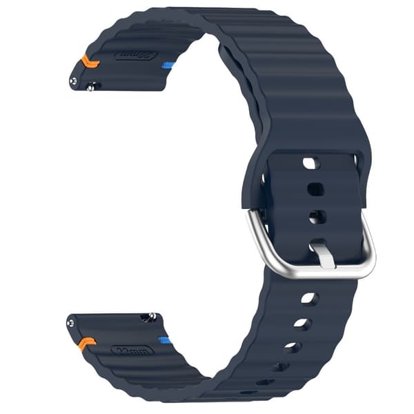 Klockarmband 22 mm Silikon Wave Design Mörk Blå