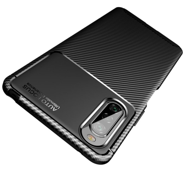 Sony Xperia 10 II - Kolfiber Textur Skal - Svart Black Svart