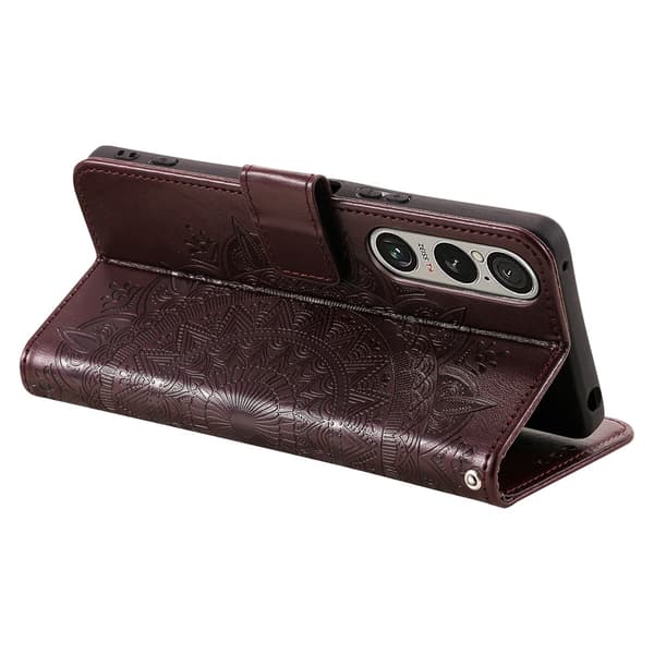Sony Xperia 1 VII Fodral Mandala Läder Brun