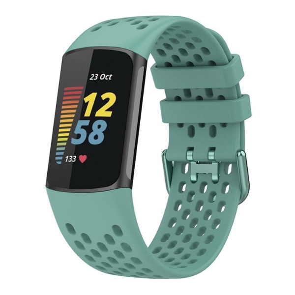 Fitbit Charge 6 / 5 Armband Silikon Ihåligt Svartaktig Grön