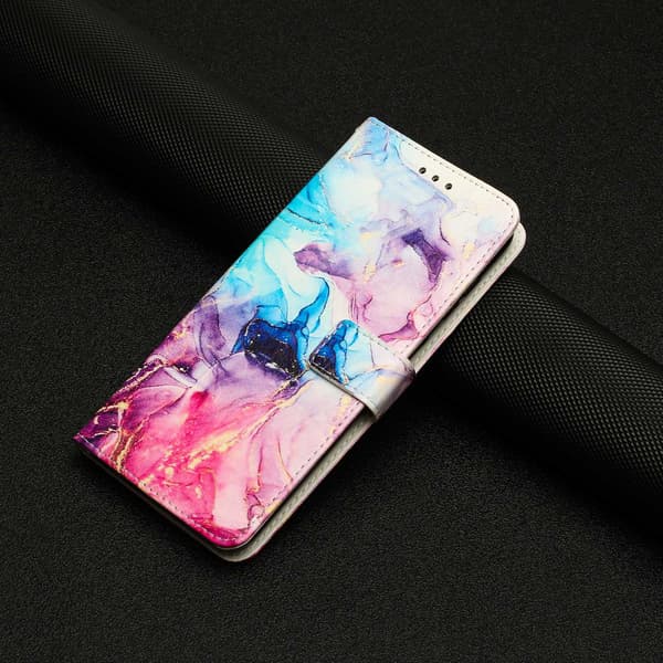 iPhone 17 Pro Fodral Läder Marmor Rosa / Lila