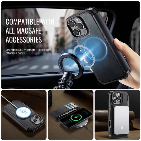 CASEME iPhone 16 Pro Skal RFID Plånbok Svart