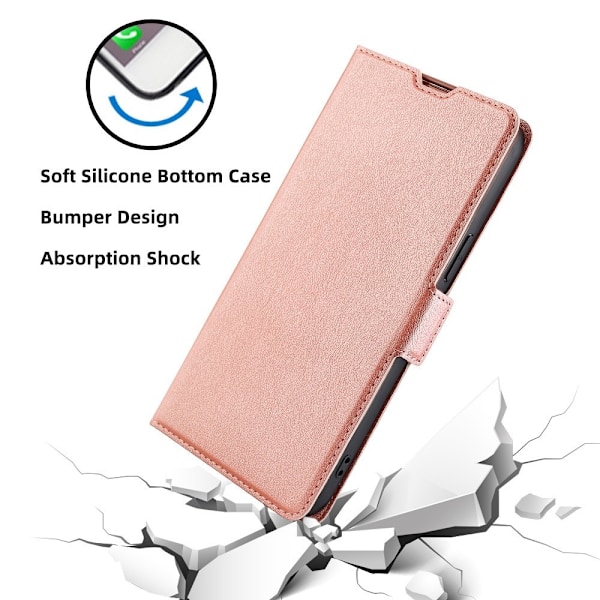Motorola Edge 30 Neo 5G Fodral Slim Magnetisk Stängning Roséguld
