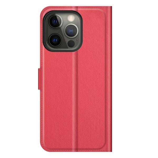 iPhone 13 Pro Max - Litchi Slim Läder Fodral - Röd