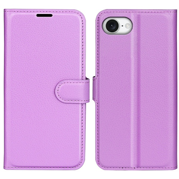 iPhone 16e Fodral Litchi Läder Lila