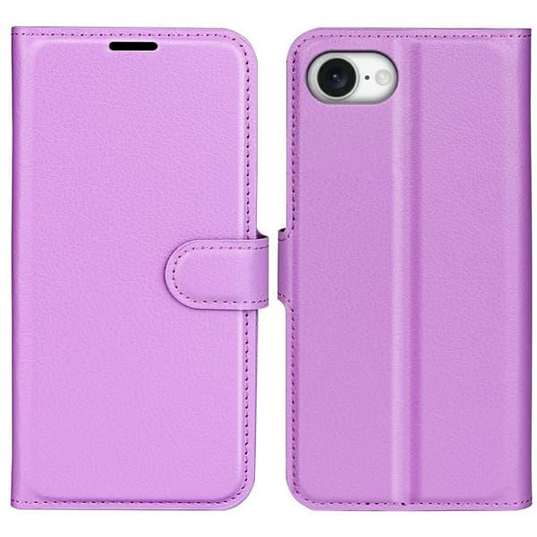 iPhone 17e / 16e Fodral Litchi Läder Lila