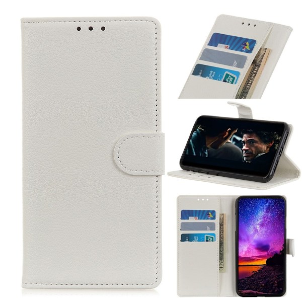 Huawei Y5p - Litchi Plånboksfodral - Vit White Vit