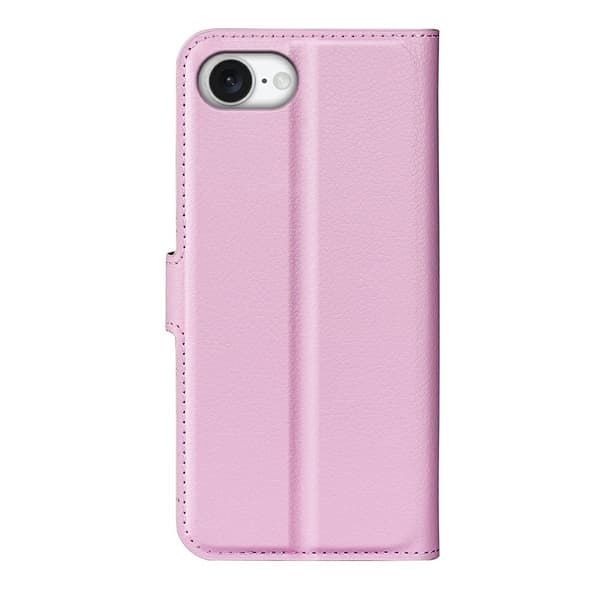 iPhone 17e / 16e Fodral Litchi Läder Ljus Rosa