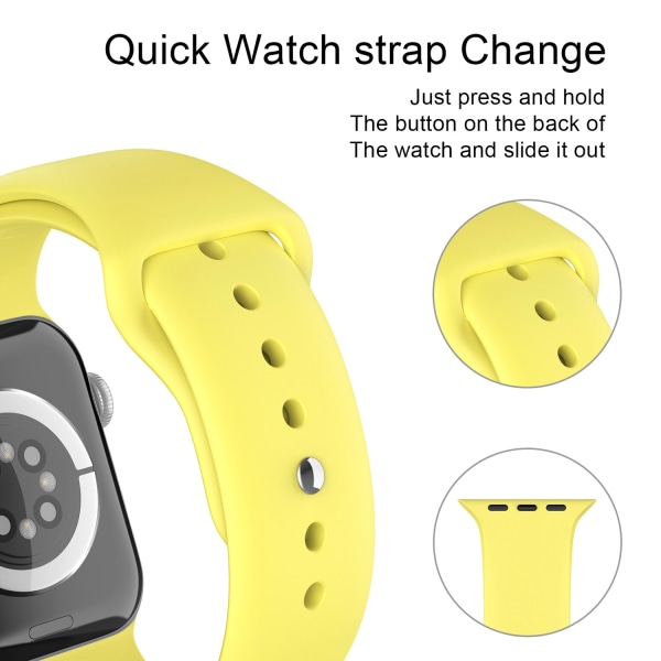 Apple Watch 42/44/45/49 mm Silikon Armband (S/M) Gul