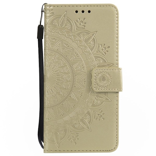 iPhone 16e Fodral Mandala Läder Guld