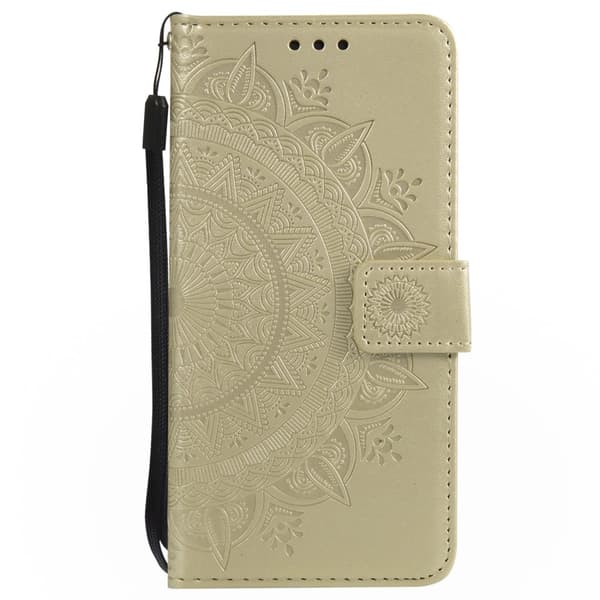 iPhone 17e / 16e Fodral Mandala Läder Guld