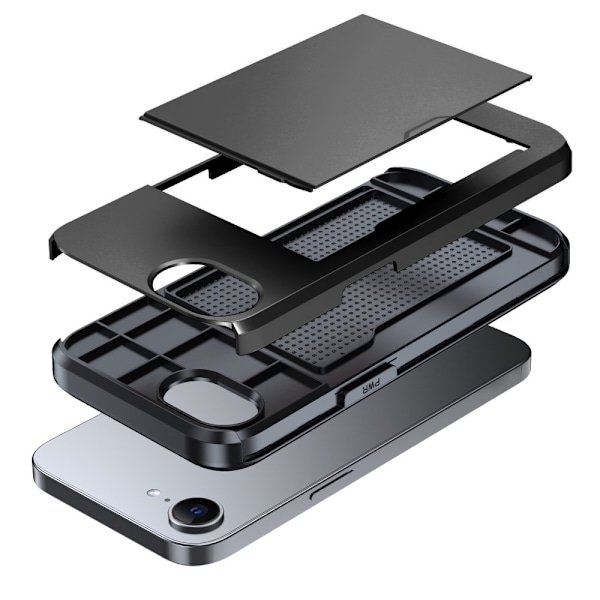 iPhone 16e Skal Hybrid Med Kortfack Svart