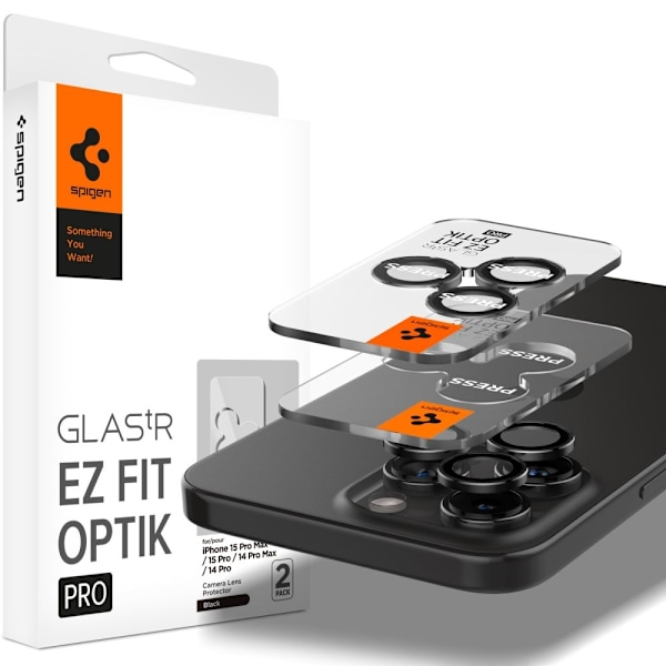 Spigen iPhone 14 Pro/Pro Max/15 Pro/Pro Max 2-PACK Optik.tR "Ez Fit" Linsskydd