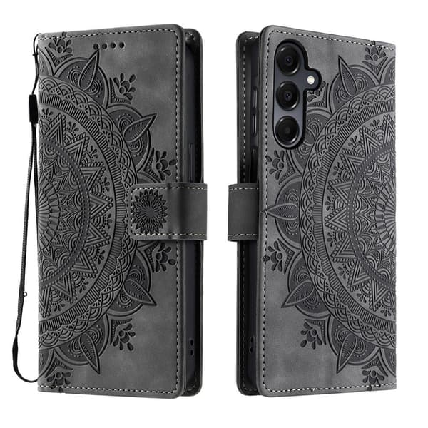 Samsung Galaxy A27 Fodral Mandala Läder Grå