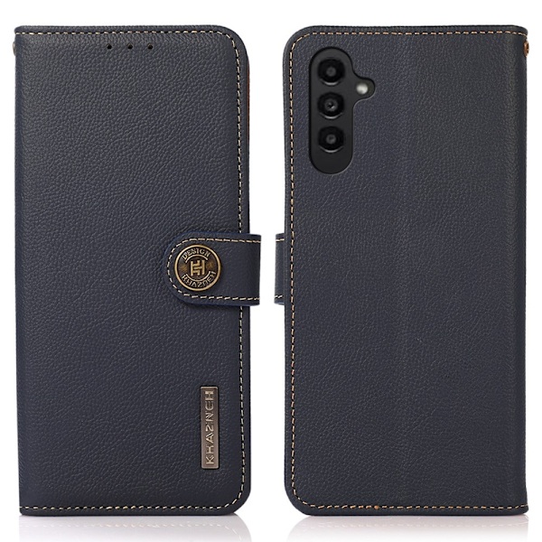 KHAZNEH Galaxy S25 Plus / S24 Plus Fodral Äkta Läder RFID Blå