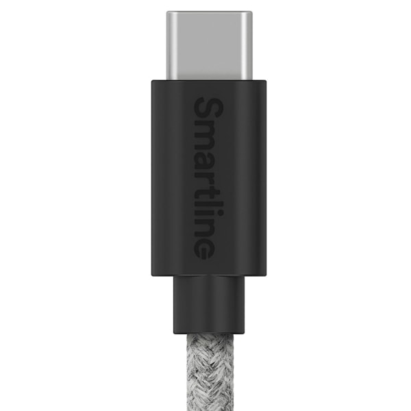 Smartline 2m 3A USB-C Fuzzy Laddningskabel Grå