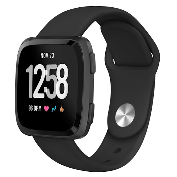 Silikon Armband Fitbit Versa/Versa 2/Versa Lite - Svart Black Svart