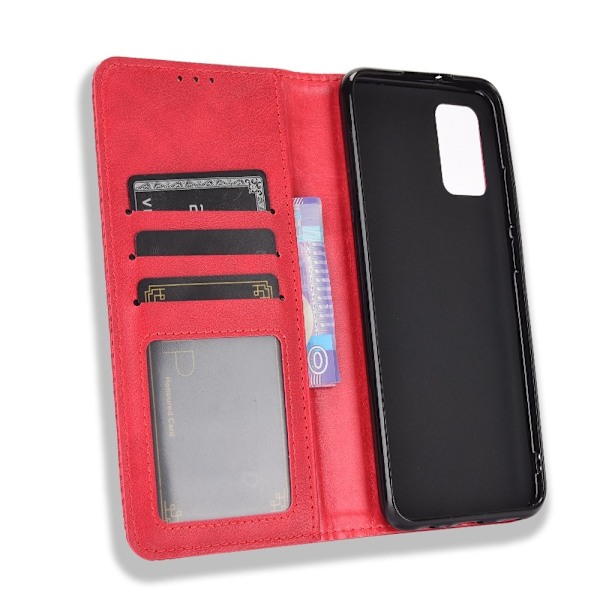 Samsung Galaxy A02s - Retro Läder Flip Fodral - Röd Red Röd