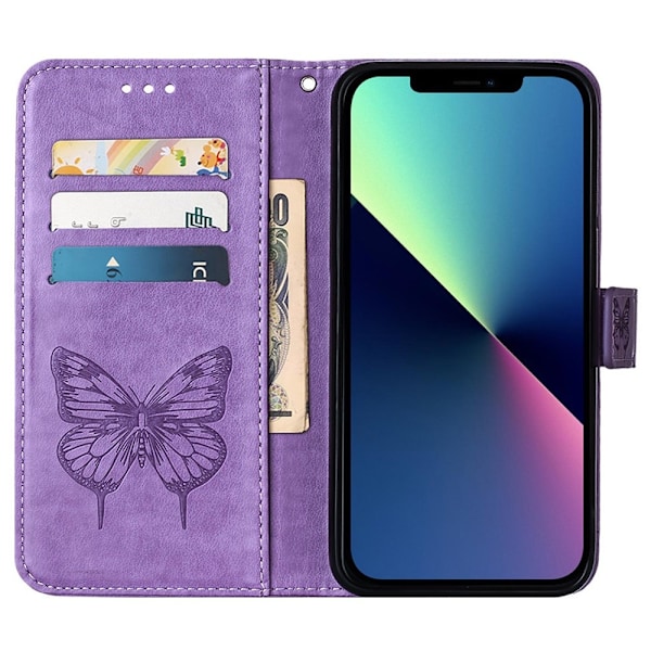 iPhone 15 Plus Fodral Med Tryck Fjäril Lila