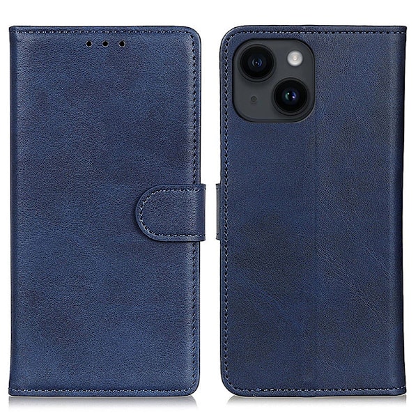 iPhone 15 Plus Fodral Solid Läder Blå