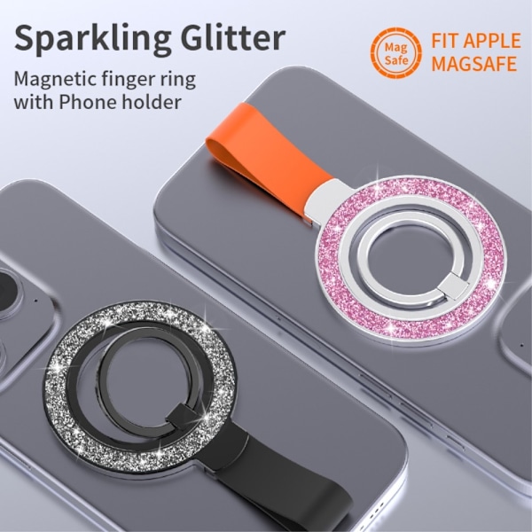 Magnetisk MagSafe Ring Hållare Glitter Silver