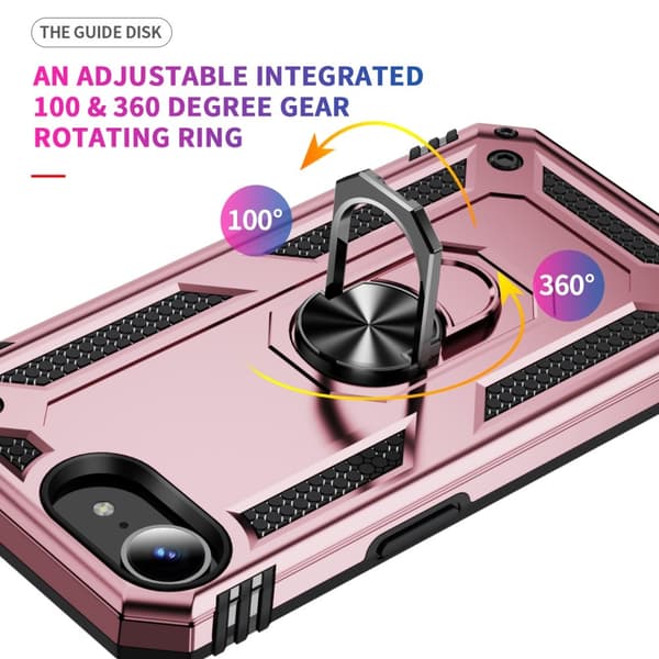 iPhone 17e / 16e Skal Shockproof Hybrid Ring Roséguld
