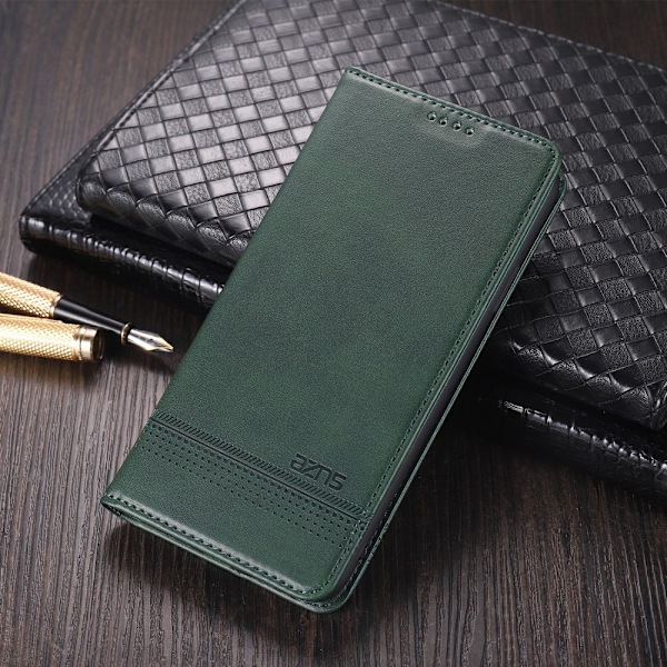 Xiaomi Mi 11 - AZNS Läder Flip Fodral - Grön Green Grön