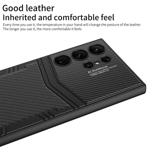 GKK Samsung Galaxy S24 Ultra Skal Hybrid Läder Kolfiber Textur