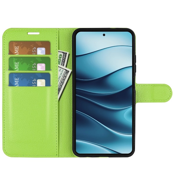 Xiaomi Redmi Note 14 4G Fodral Litchi Läder Grön
