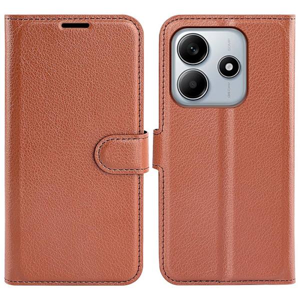 Xiaomi Redmi Note 14 5G Fodral Litchi Läder Brun