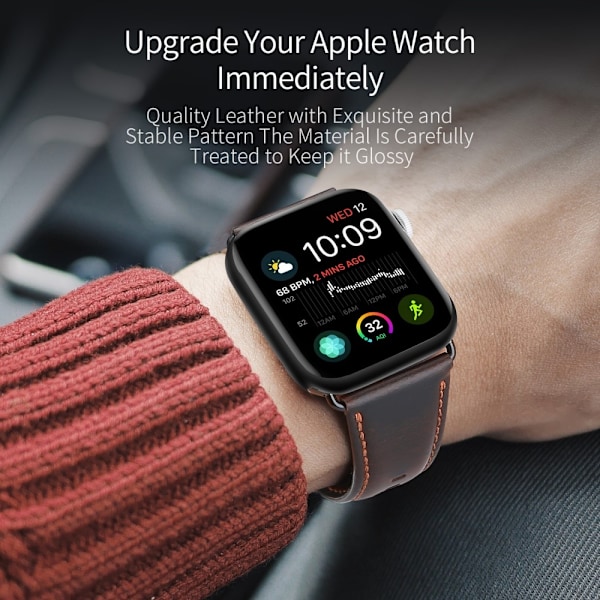 Apple Watch 38/40/41 mm Klockarmband Äkta Läder Mörk Brun