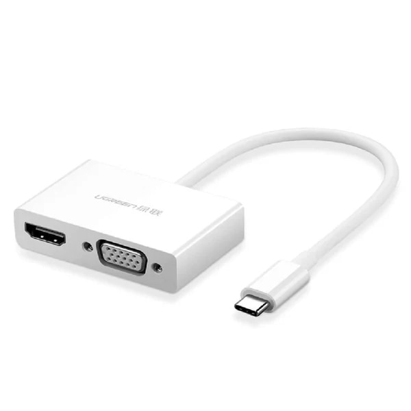Ugreen USB-C - HDMI/VGA Adapter Video Omvandlare Vit Vit