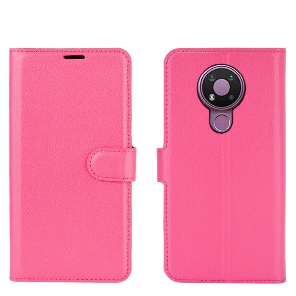 Nokia 3.4 - Litchi Läder Fodral - Rosa Pink Rosa