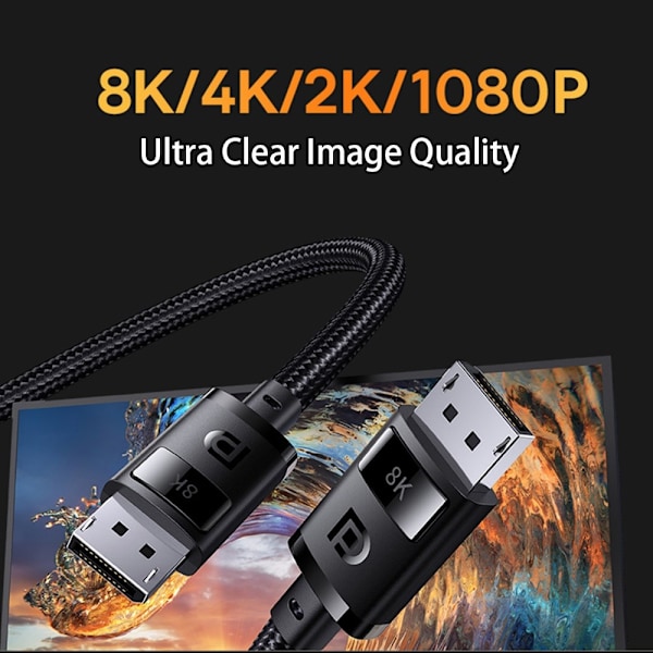 Baseus DP DisplayPort Hane Kabel 1.5m, 8K Stöd Svart