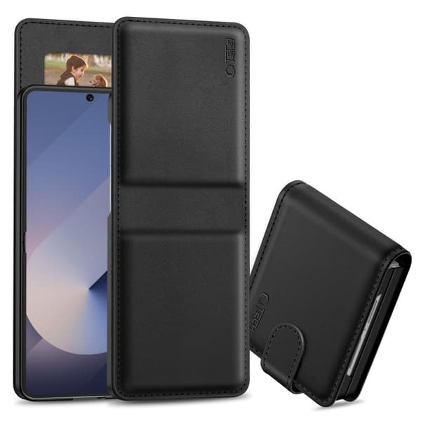 Tech-Protect Galaxy Z Flip 7 FE / Flip 6 Fodral Läder Svart