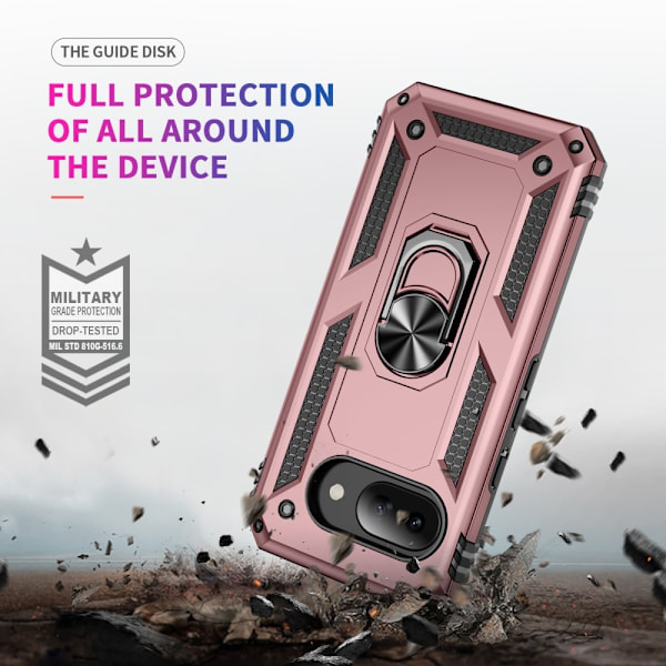 Google Pixel 9a Skal Shockproof Hybrid Ring Roséguld